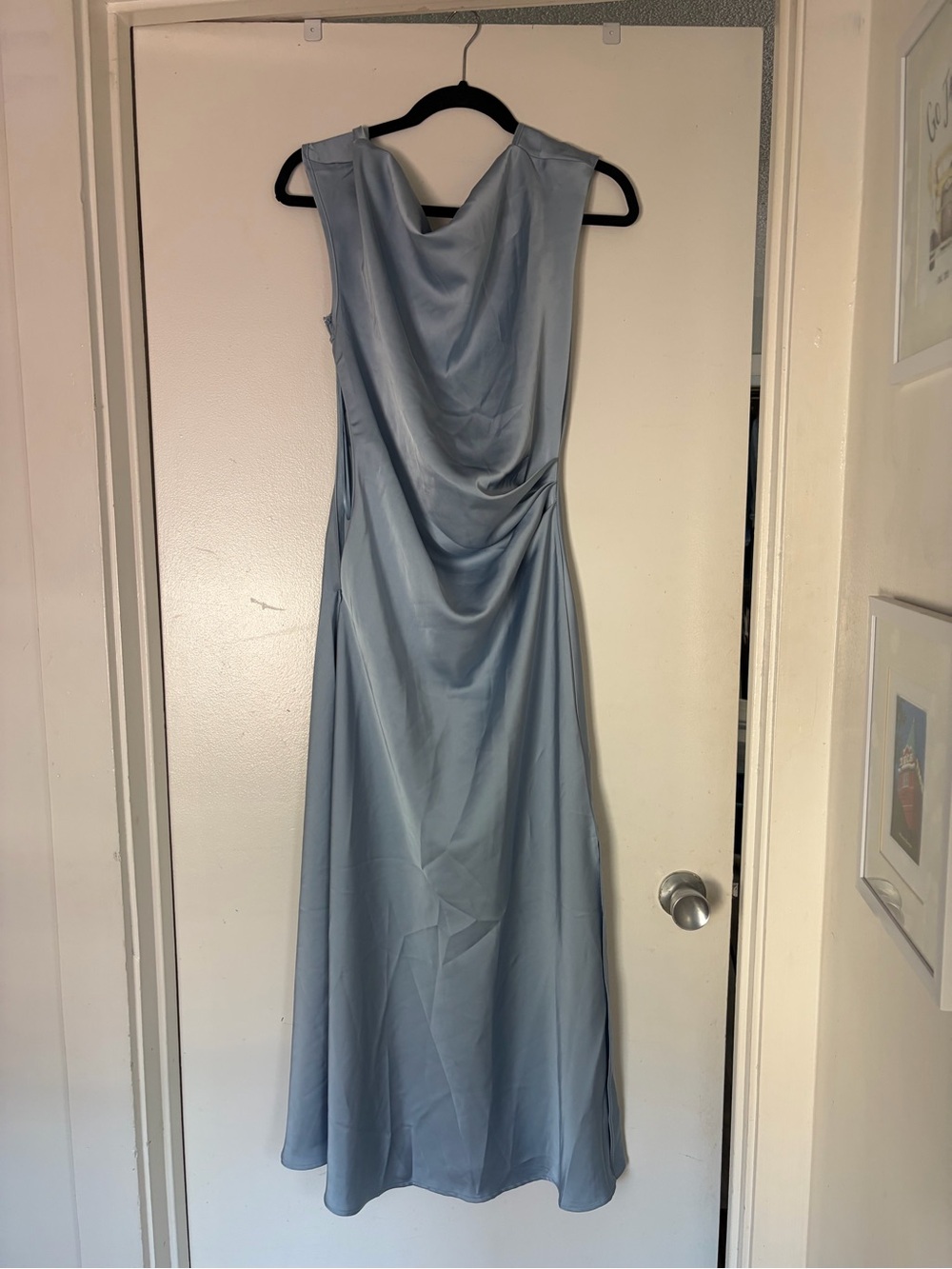 Elegant Light Blue Sleeveless Evening Dress